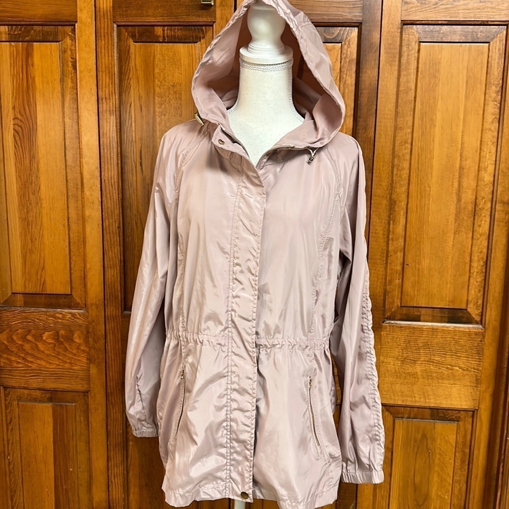Ci Sono Original Zippered Hooded Windbreaker Nylon Feel Mauve Jacket XL